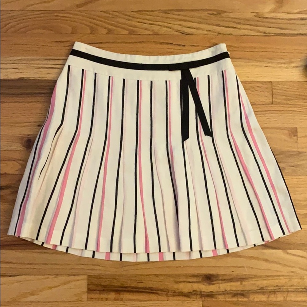 Striped Linen Summer Skirt with Ribbon Details